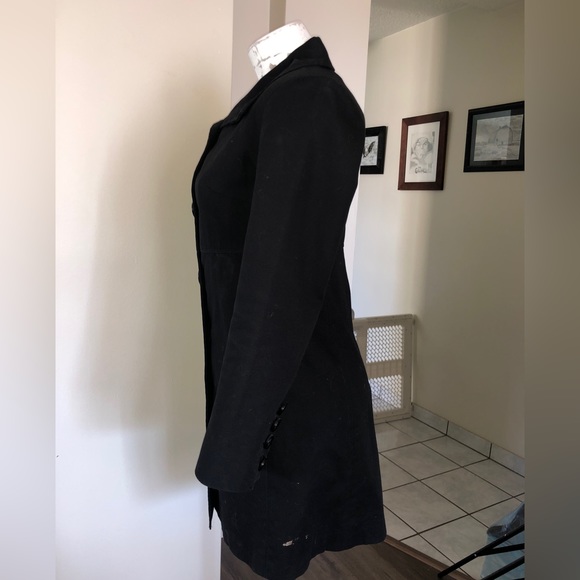 Roxy Long Black Trench Dress Coat - Picture 3 of 6